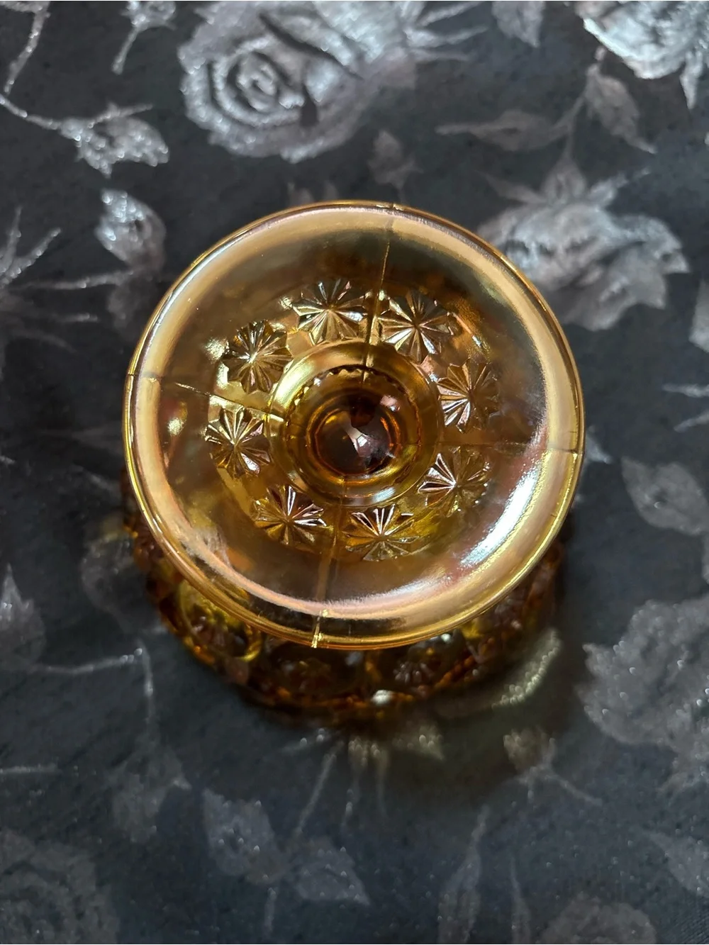 LE Smith Amber Glass Compote
